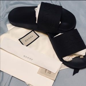 Black Gucci slides